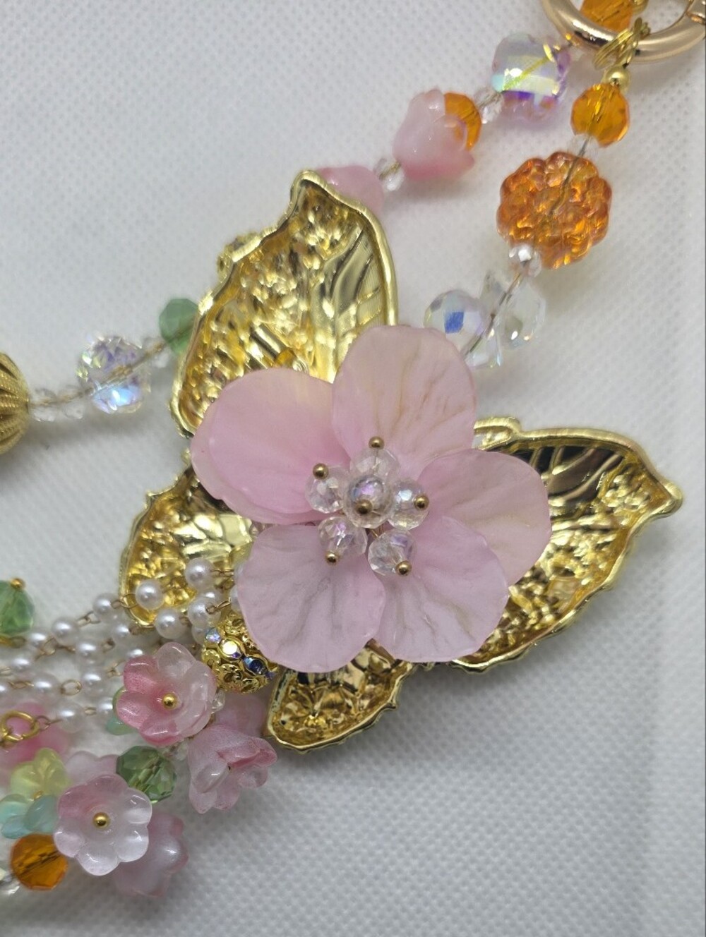 Pink Butterfly Beads Crystal Bag Charm - Picture 5 of 6